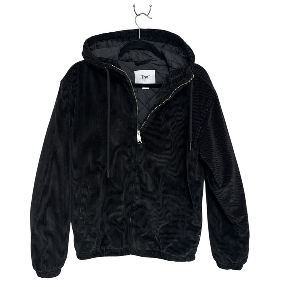 Aritzia TNA Morrison Corduroy Bomber Jacket in Black - Size 2XS